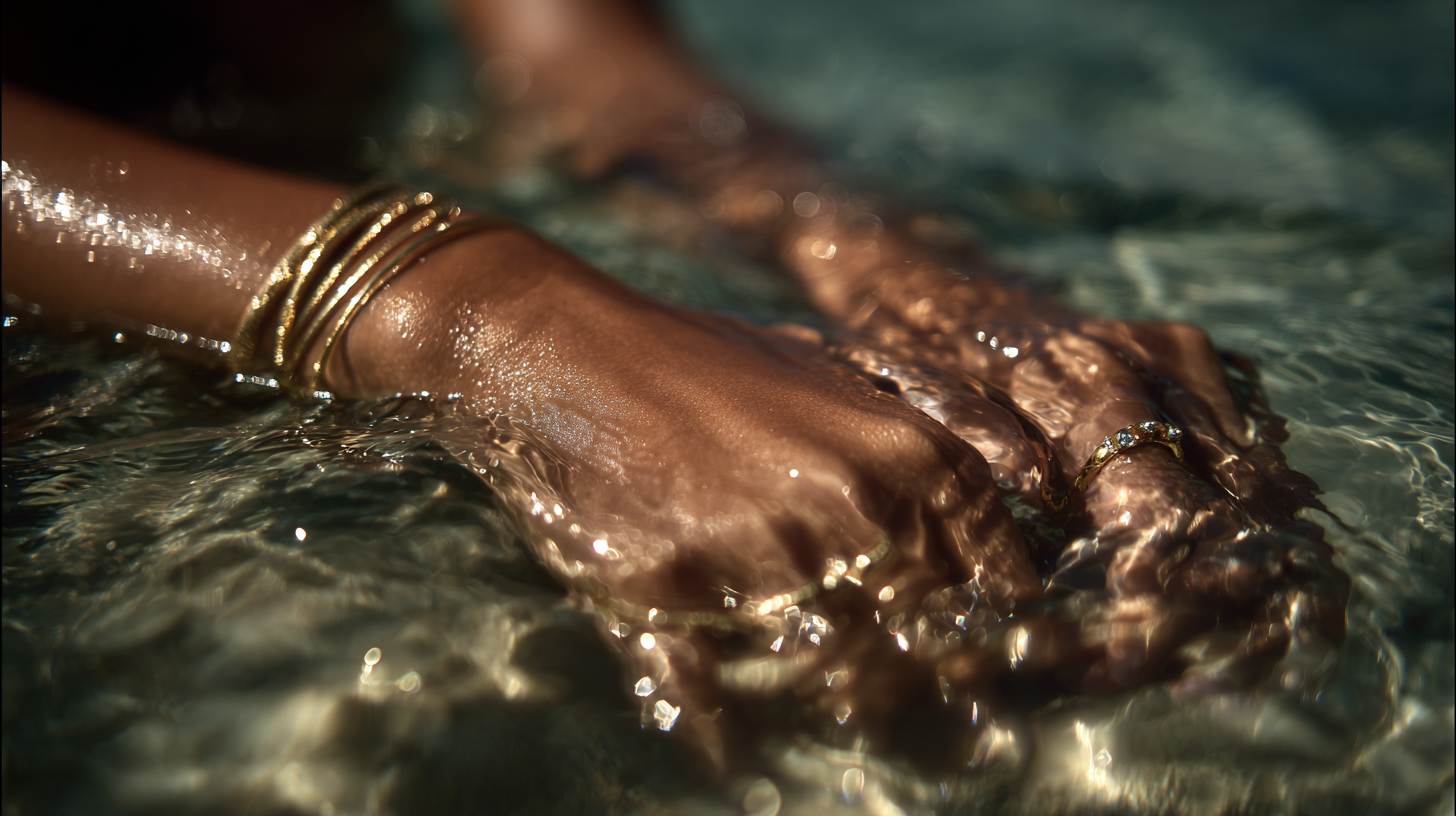 Gold jewelry at the water's edge, Maui